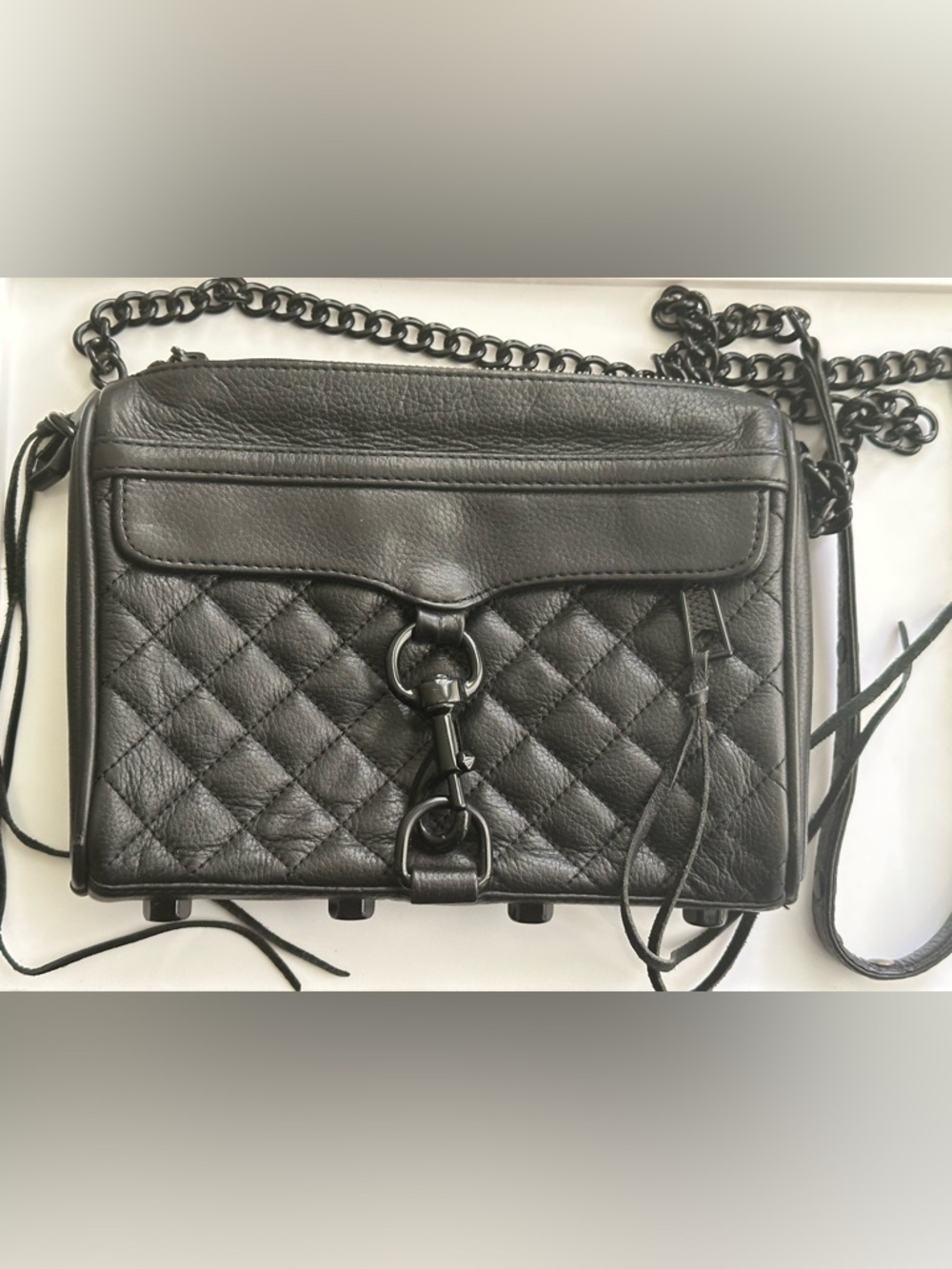 Rebecca Minkoff Black Quilted Leather Mini Mac Crossbody